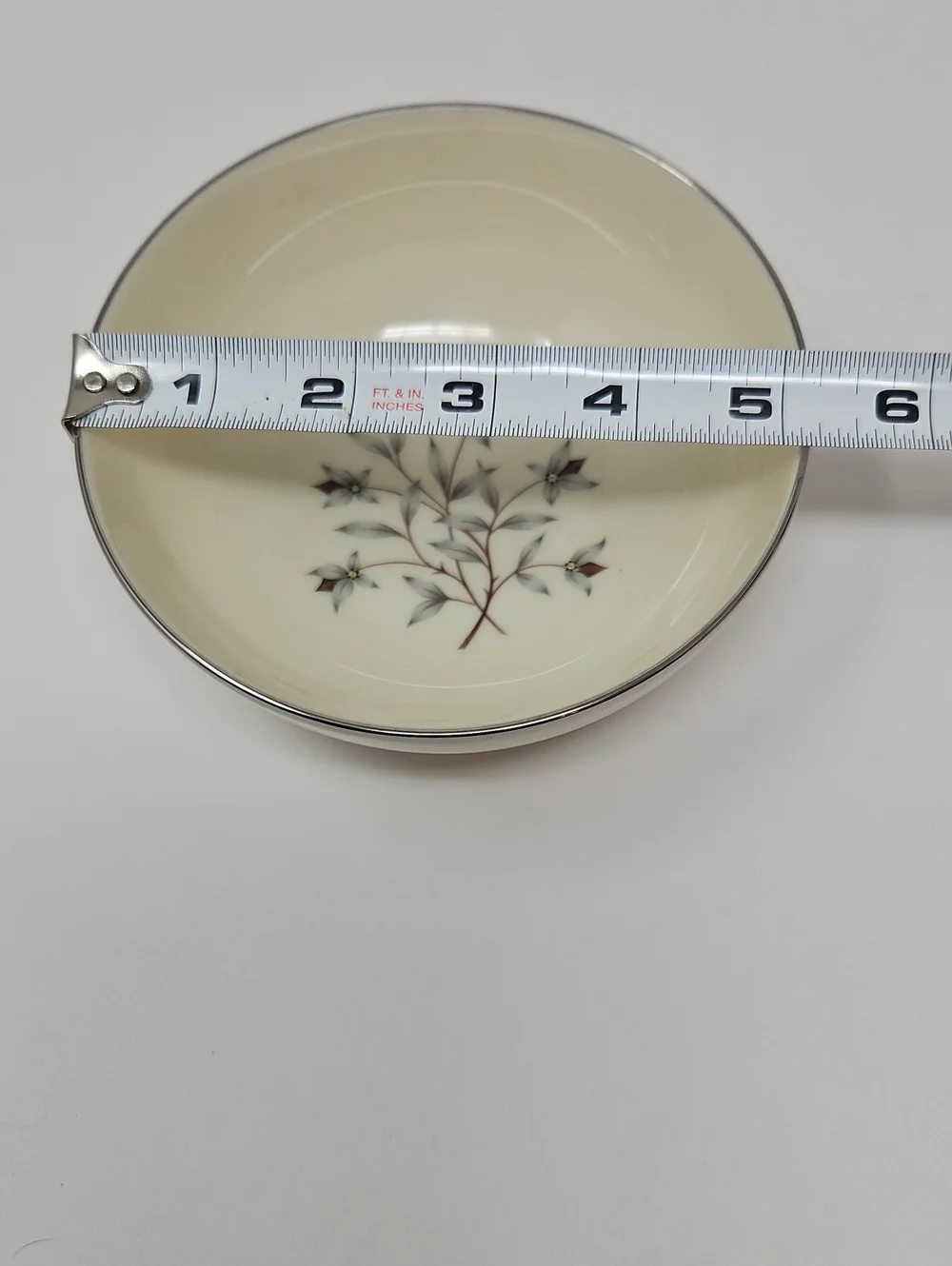 Small Princess By Lenox Floral Bowl with Silver Rim